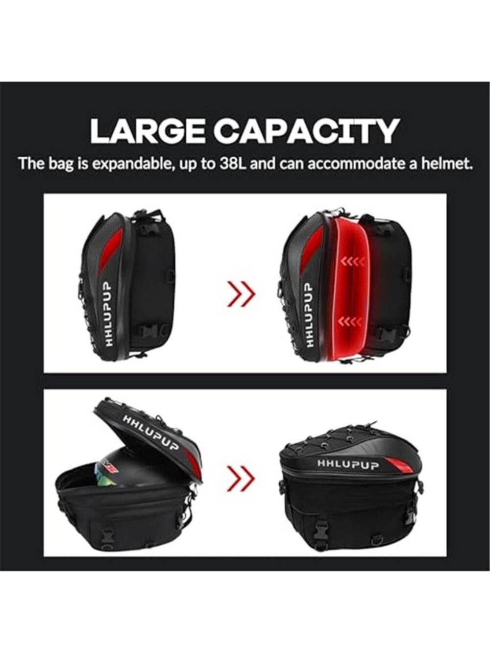 New 38L Motorcycle Tail Bag Seat Helmet Large Capacity Motorcycle Backpack - Picture 3 of 6